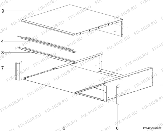 Схема №2 EED14600X с изображением Часть корпуса для свч печи Aeg 4055015939